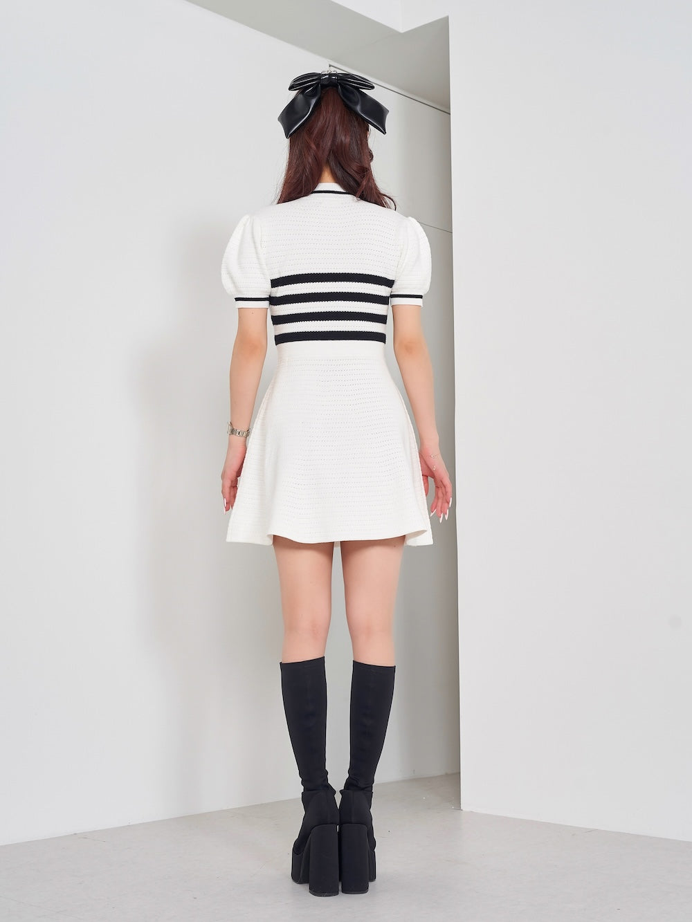 ダーリッチ ボーダーニットフレアミニワンピース ブラック ボーダーニットフレアミニワンピース – Darich (ダーリッチ)