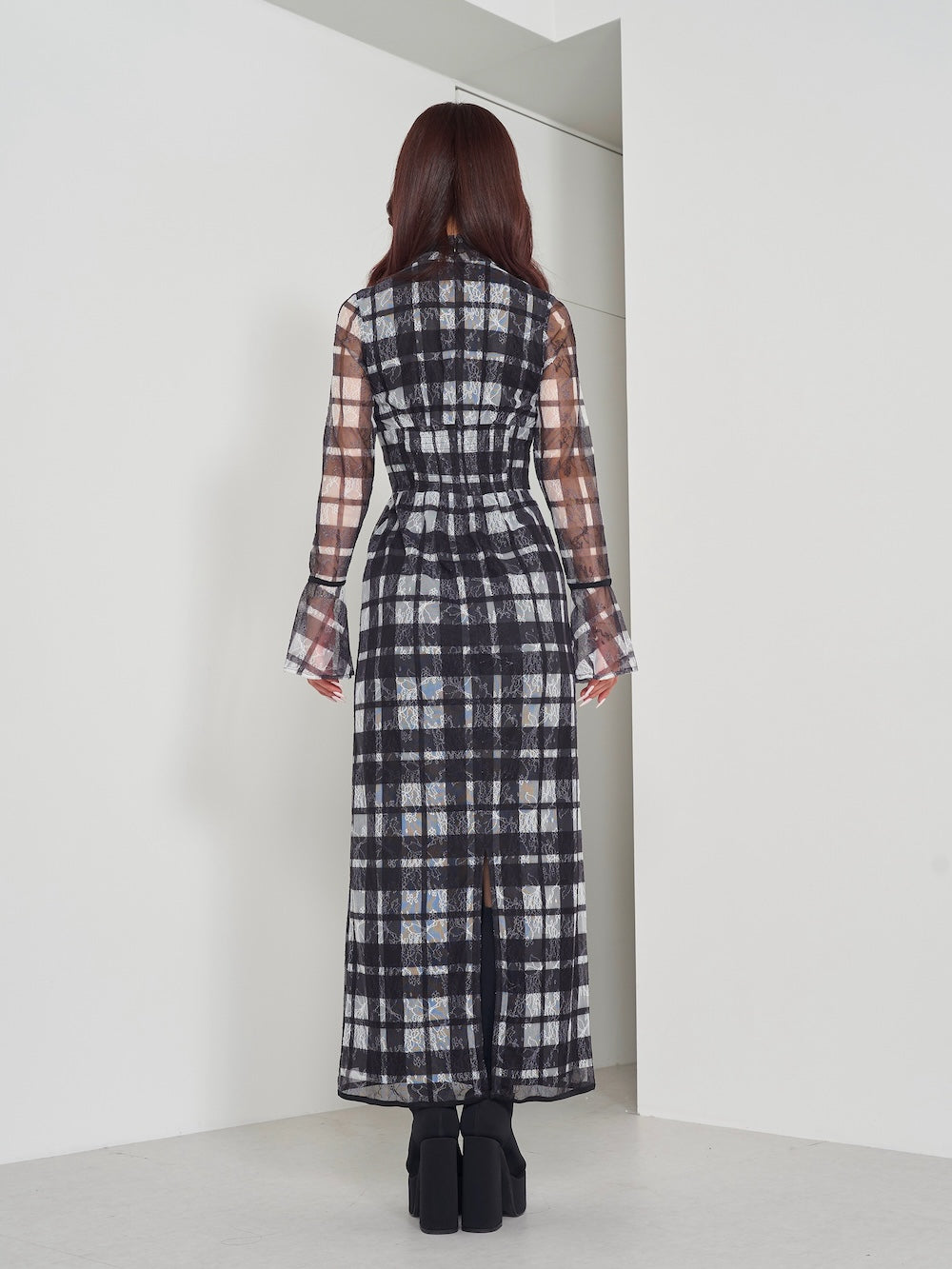 パイピングチェックレースロングワンピース – Darich (ダーリッチ)