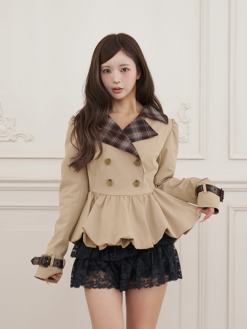 モデル：158cm（着用サイズ：FREE　着用カラー：BEG）
