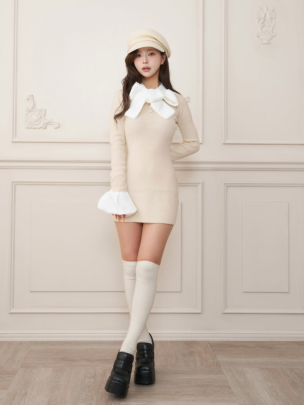 モデル：158cm（着用サイズ：FREE　着用カラー：IVO）