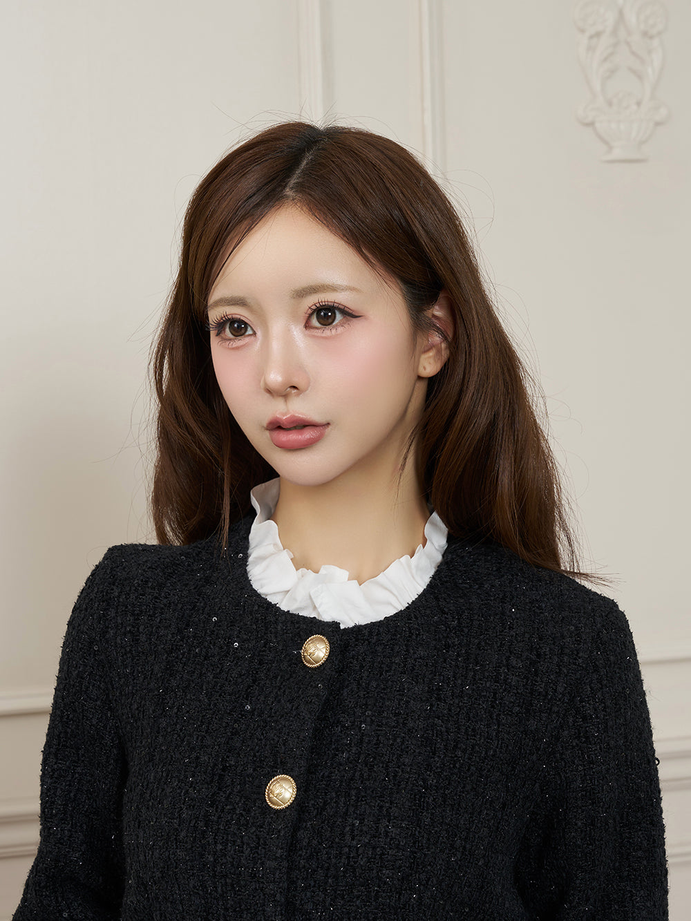 モデル：158cm（着用サイズ：FREE　着用カラー：BLK）