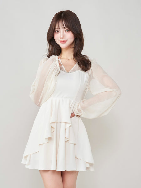 Sheer Docking Frill Mini Dress