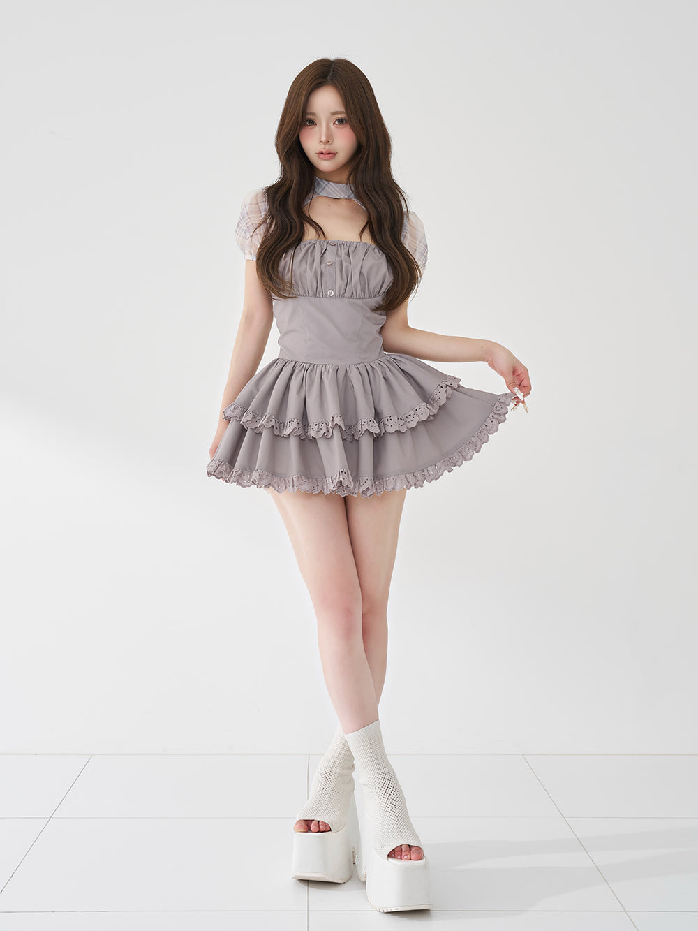 モデル：158cm（着用サイズ：FREE　着用カラー：GRY）