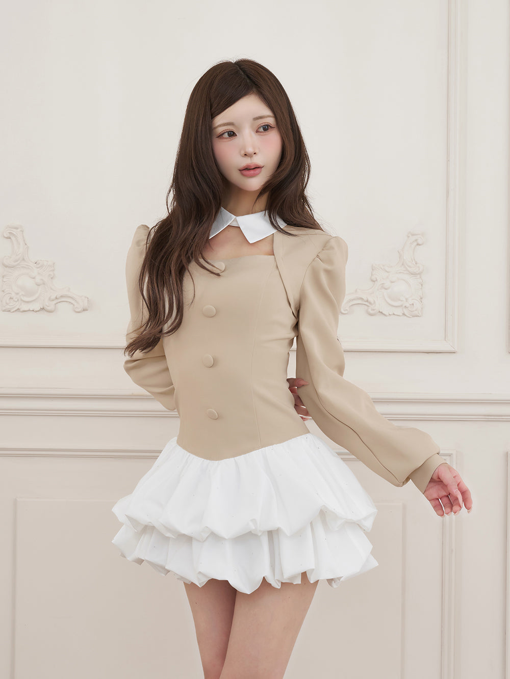 モデル：158cm（着用サイズ：FREE　着用カラー：BEG）