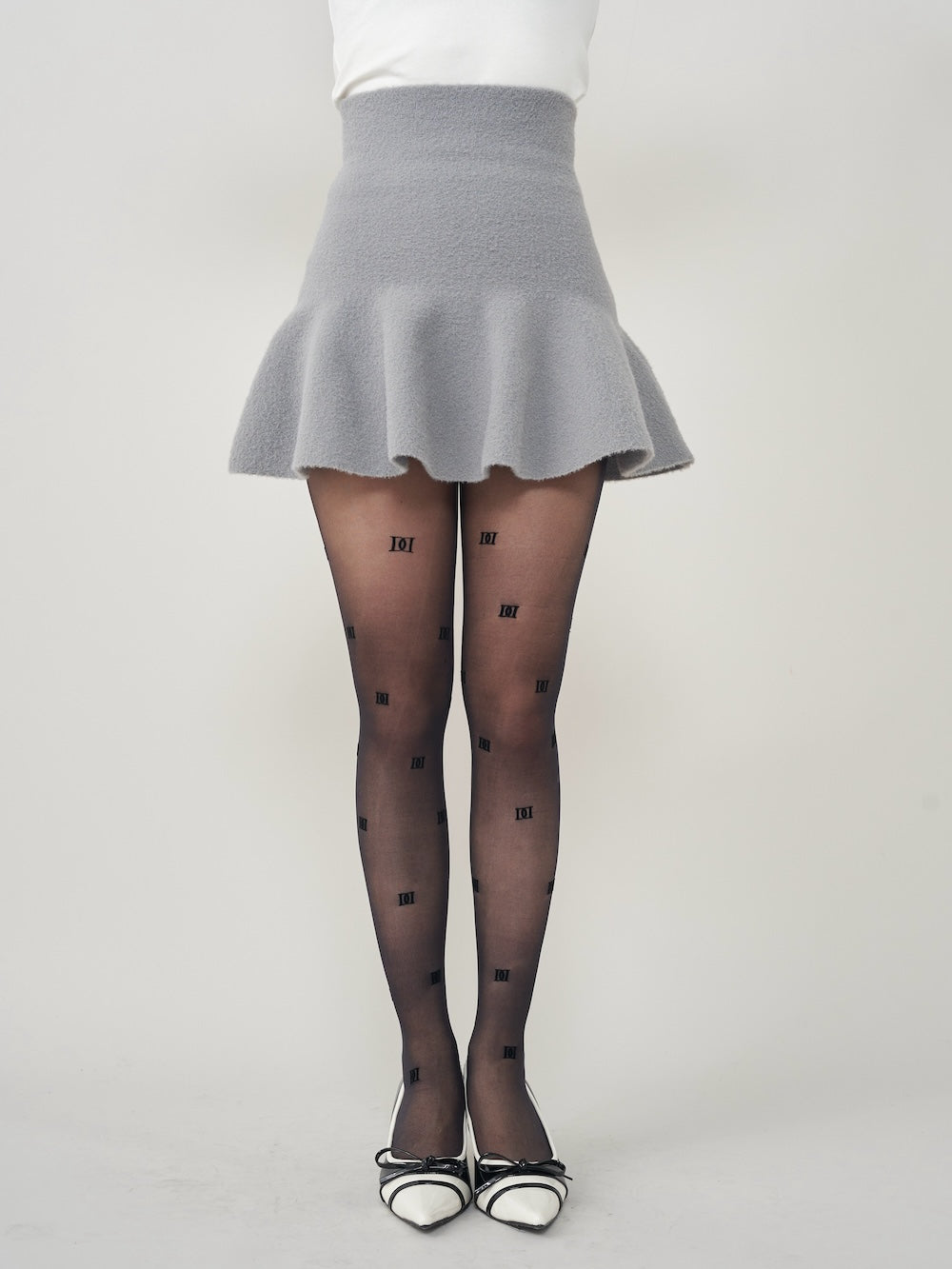 ハイウエストニットミニスカート - gry