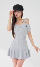 ♡ ダーリッチ darich ロゴケーブルワンショルニットミニワンピース ♡ ロゴケーブルワンショルニットミニワンピース – Darich