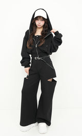 モデル：158cm（着用サイズ：S　着用カラー：BLK）