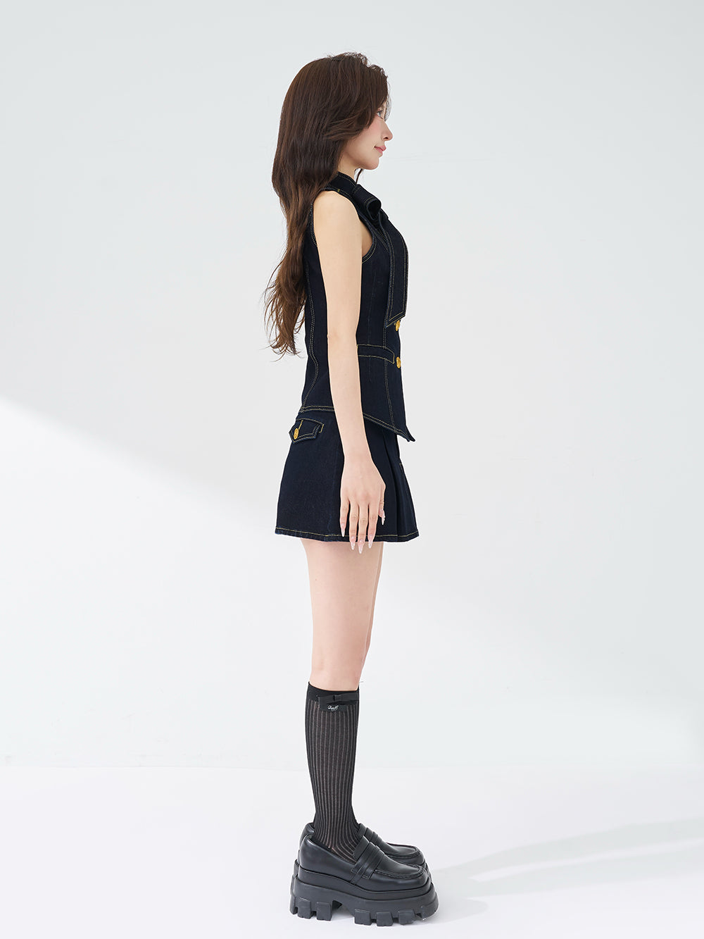 DDボタンリボンデニムトップス – Darich