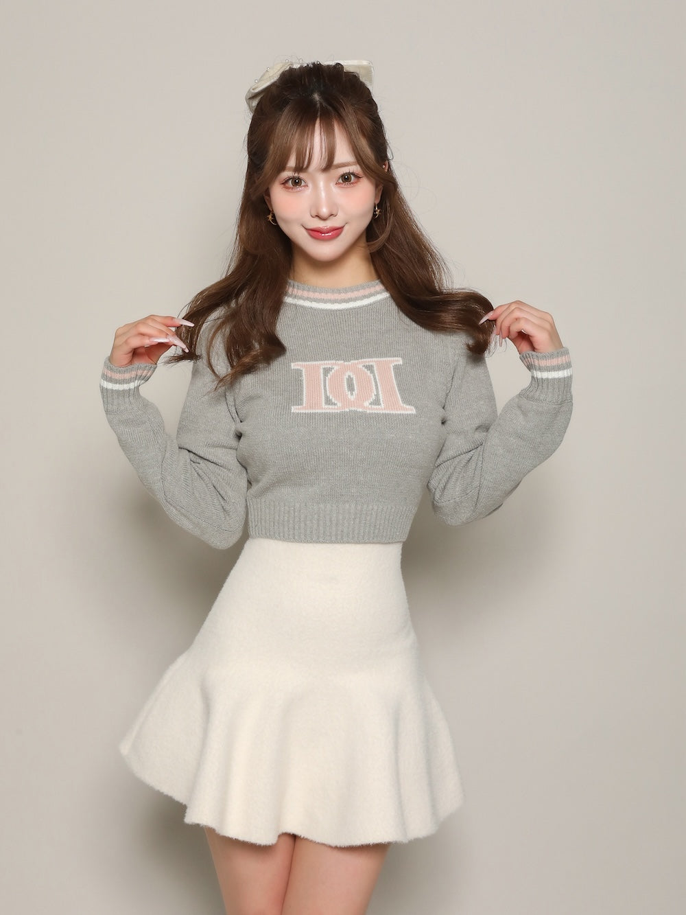 レトロDDロゴニットトップス - gry