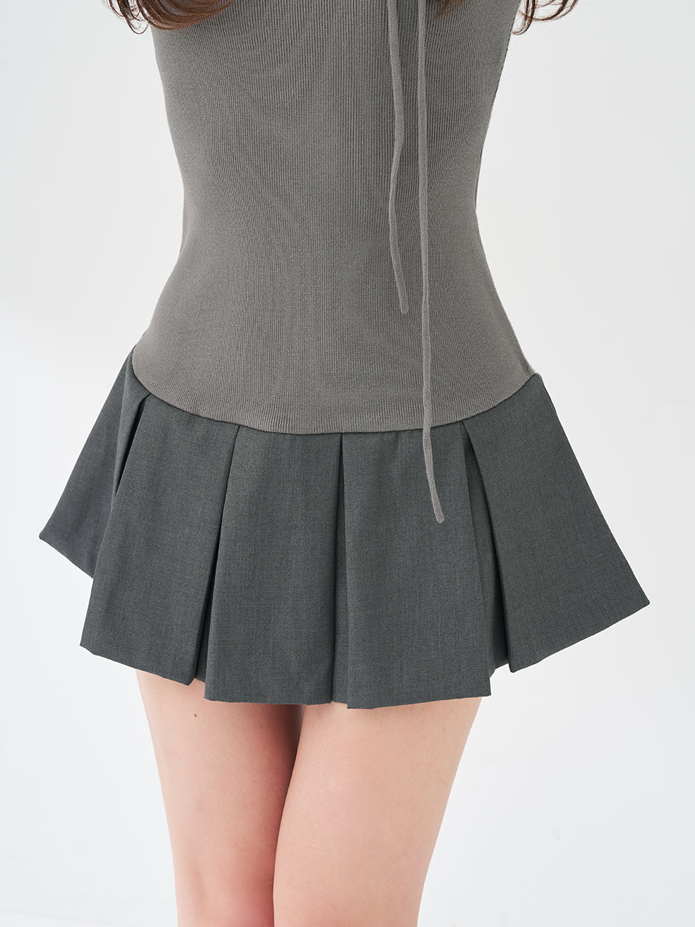 シャツドッキングオフショルプリーツミニワンピース – Darich