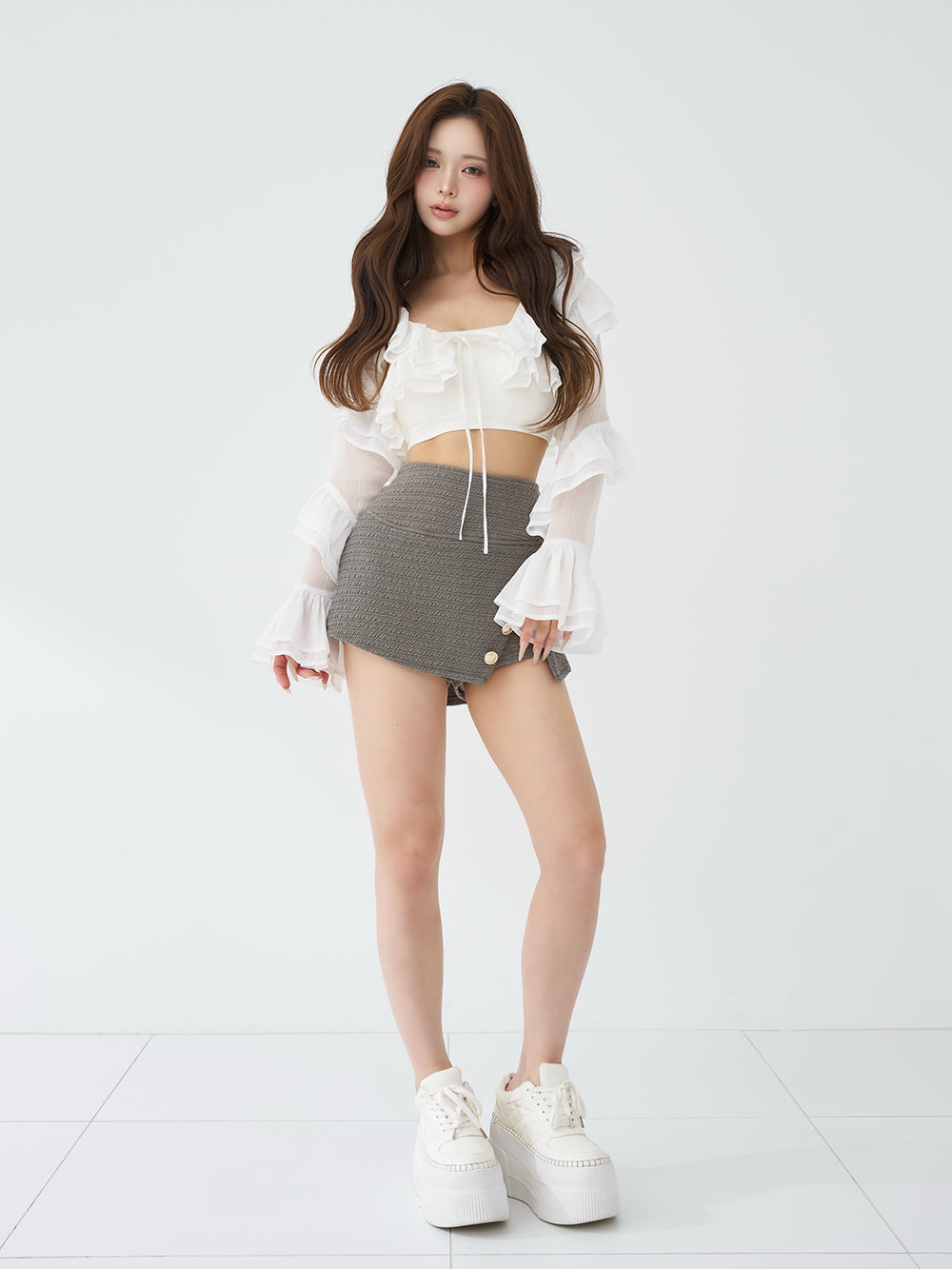 モデル：158cm（着用サイズ：FREE　着用カラー：GRY）