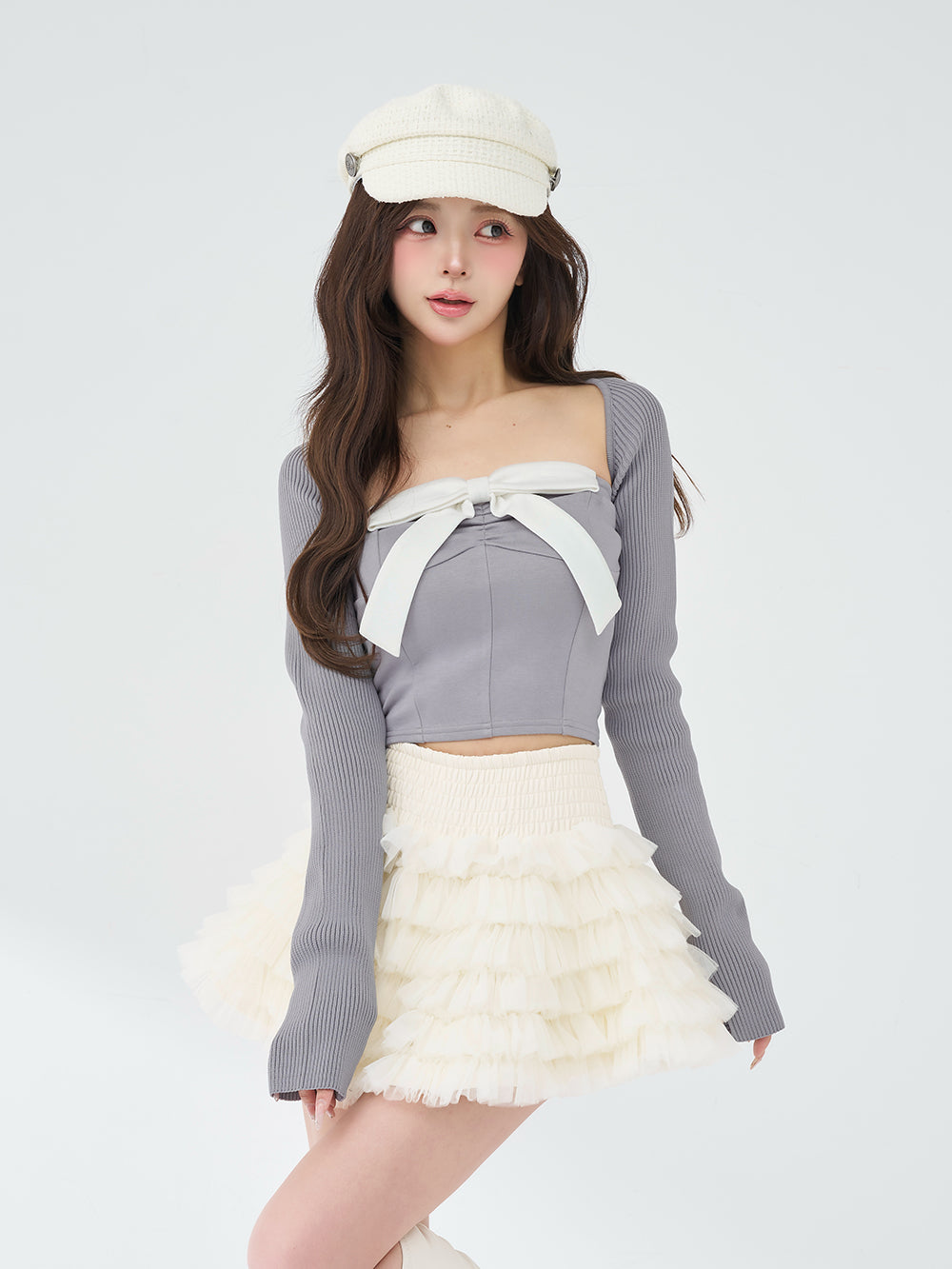 モデル：158cm（着用サイズ：FREE　着用カラー：GRY）