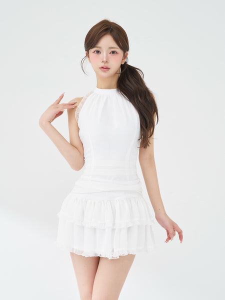 Voluminous Frill Chiffon Mini Dress