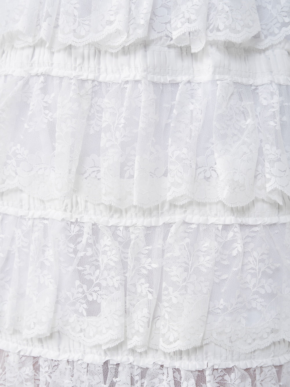 フラワーレースティアードフリルスカート