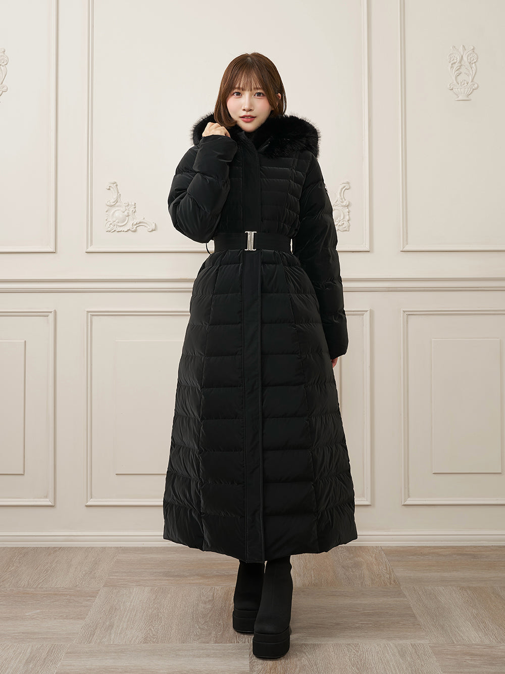 モデル：162cm（着用サイズ：S　着用カラー：BLK）