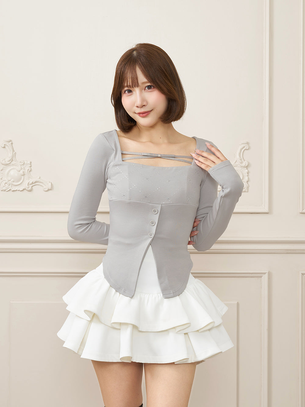 モデル：162cm（着用サイズ：FREE　着用カラー：GRY）