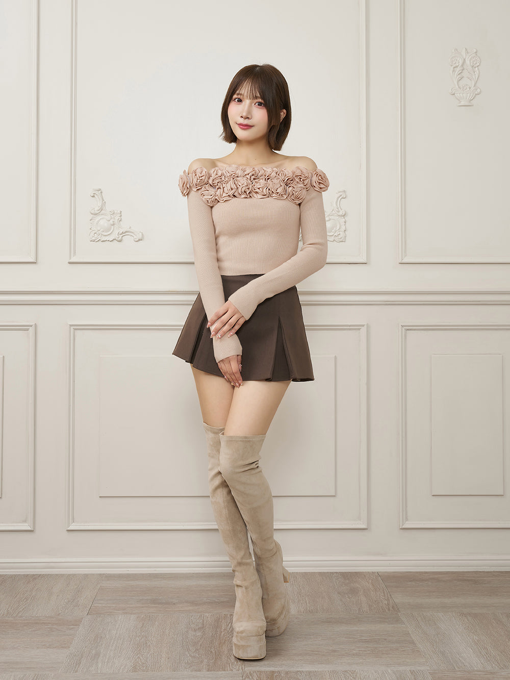 モデル：162cm（着用サイズ：FREE　着用カラー：P-BEG）