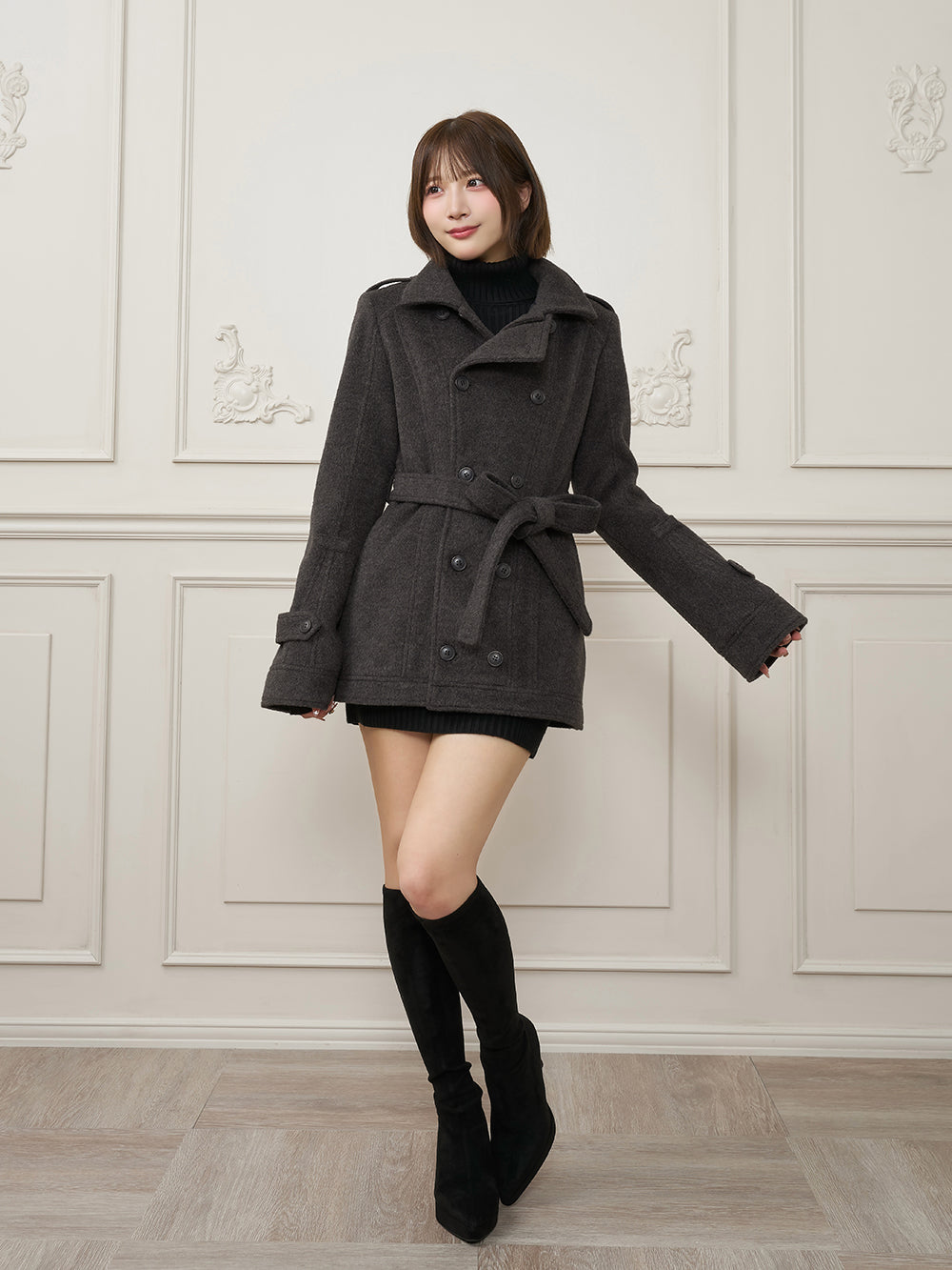 モデル：162cm（着用サイズ：S　着用カラー：GRY）