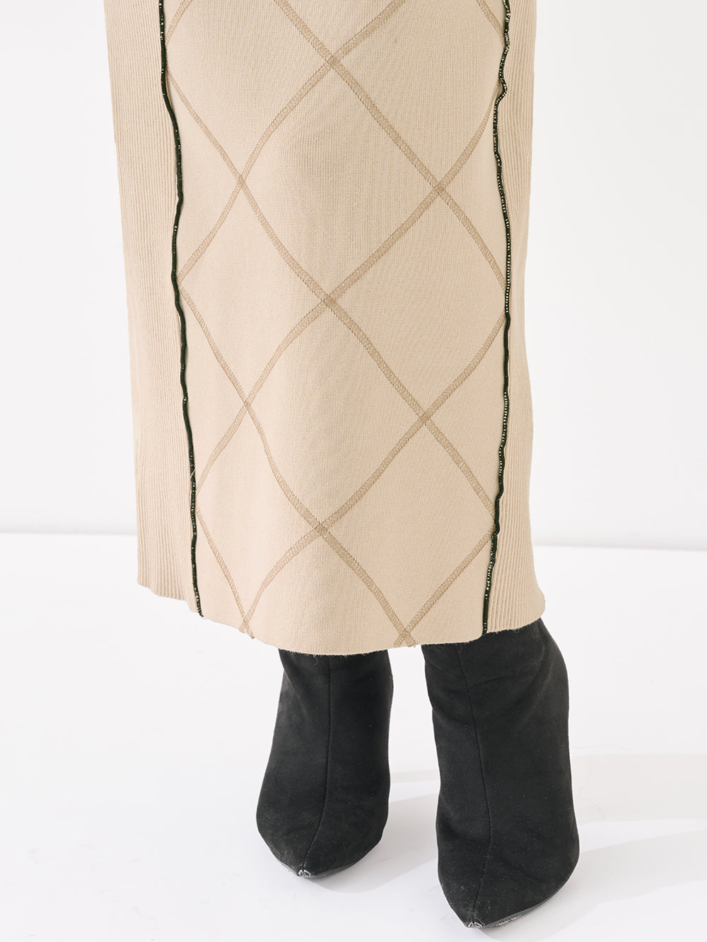 リボンステッチニットロングワンピース – Darich