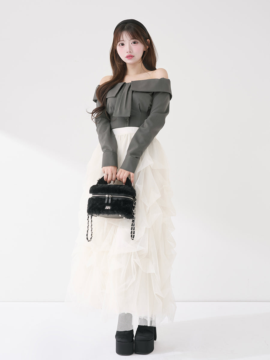 モデル：158cm（着用サイズ：FREE　着用カラー：GRY）