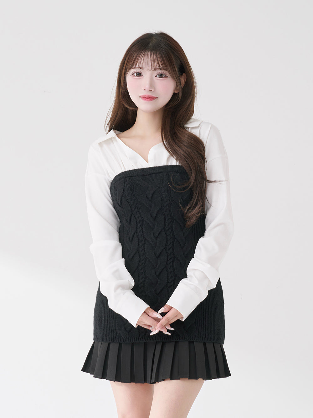 モデル：158cm（着用サイズ：FREE　着用カラー：BLK）