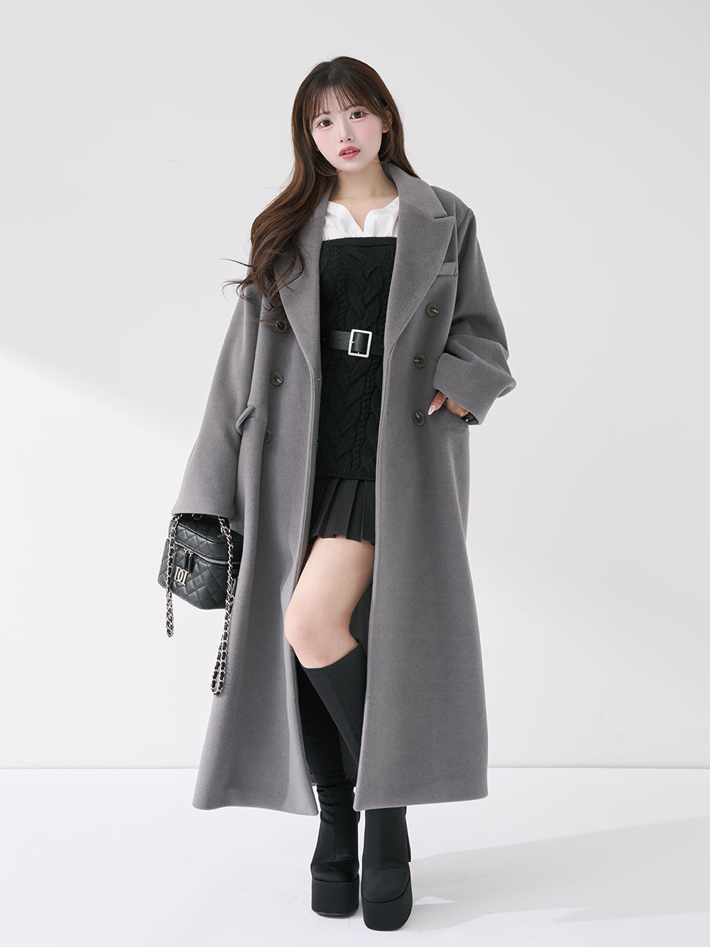 シャツドッキングプリーツニットミニワンピース – Darich