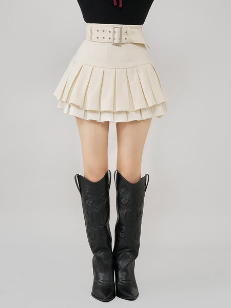Double Pleated Miniskirt