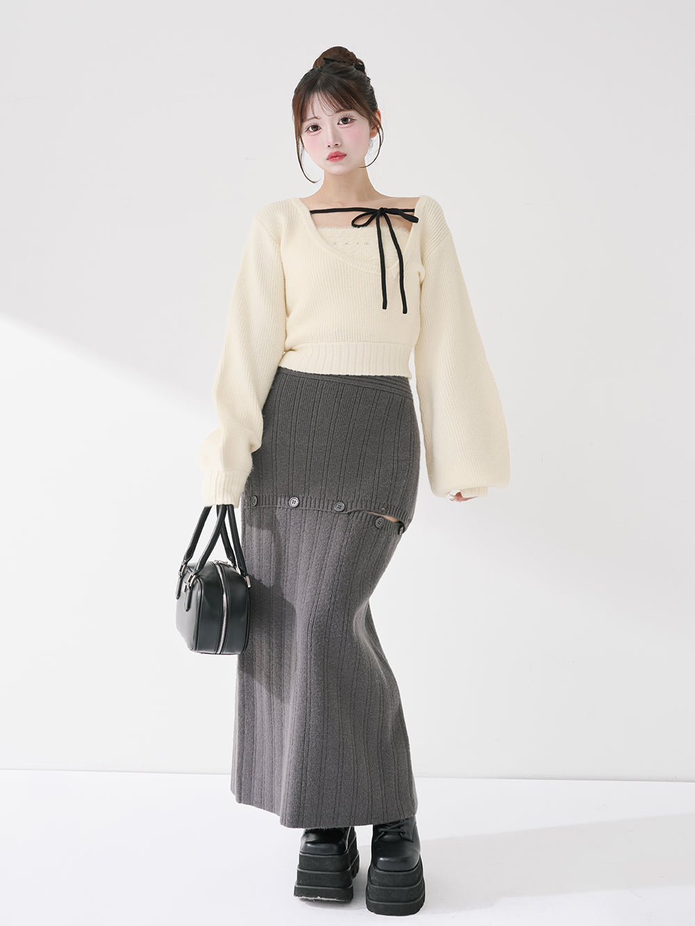 アシメレイヤードニットトップス – Darich