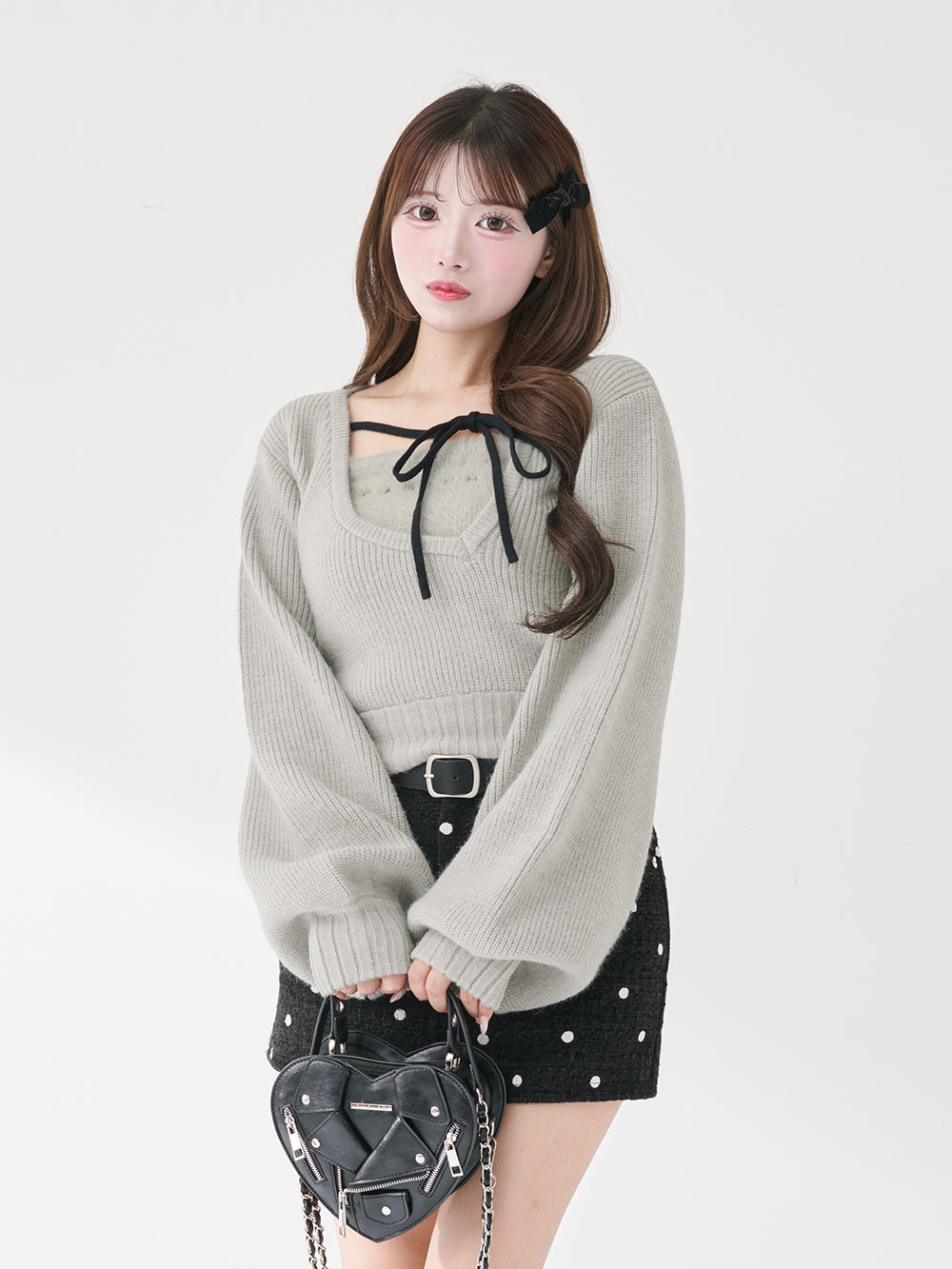 モデル：158cm（着用サイズ：FREE　着用カラー：GRY）