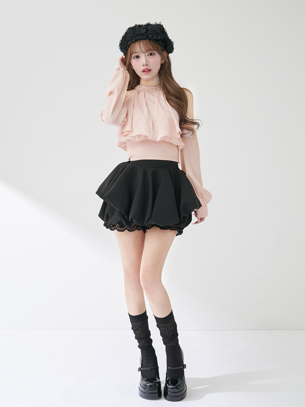 モデル：158cm（着用サイズ：FREE　着用カラー：PNK）