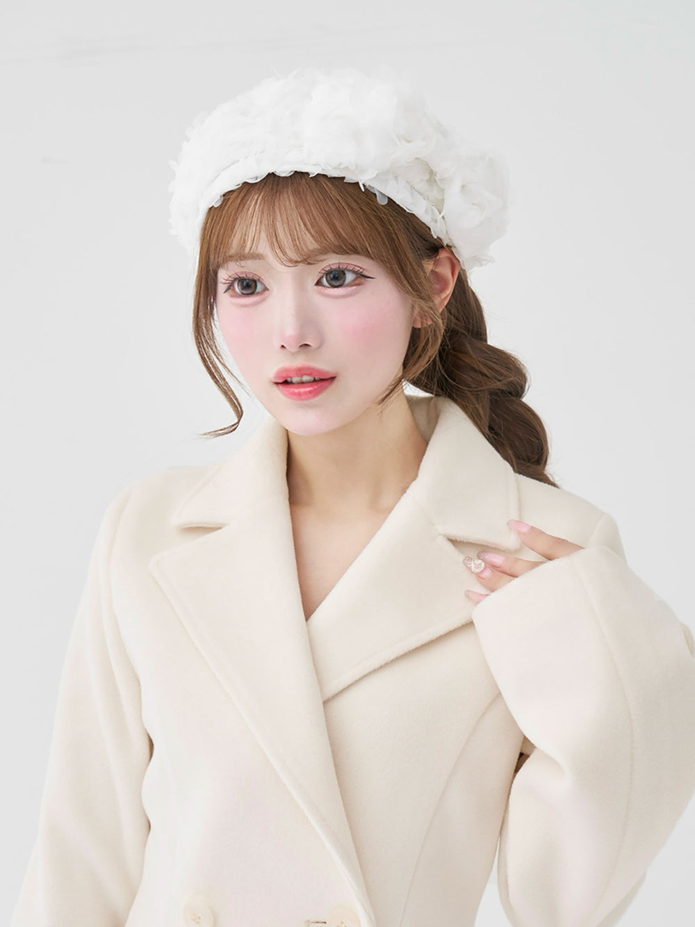 モデル：158cm（着用サイズ：FREE　着用カラー：IVO）