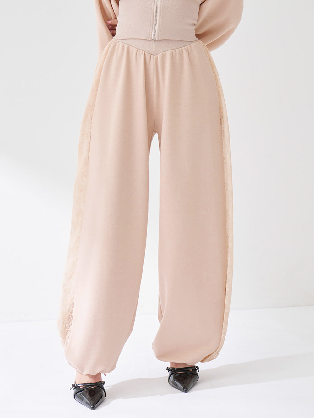 カラーラメスウェットバレルパンツ - pnk