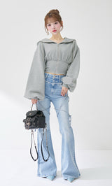 モデル：158cm（着用サイズ：FREE　着用カラー：GRY）