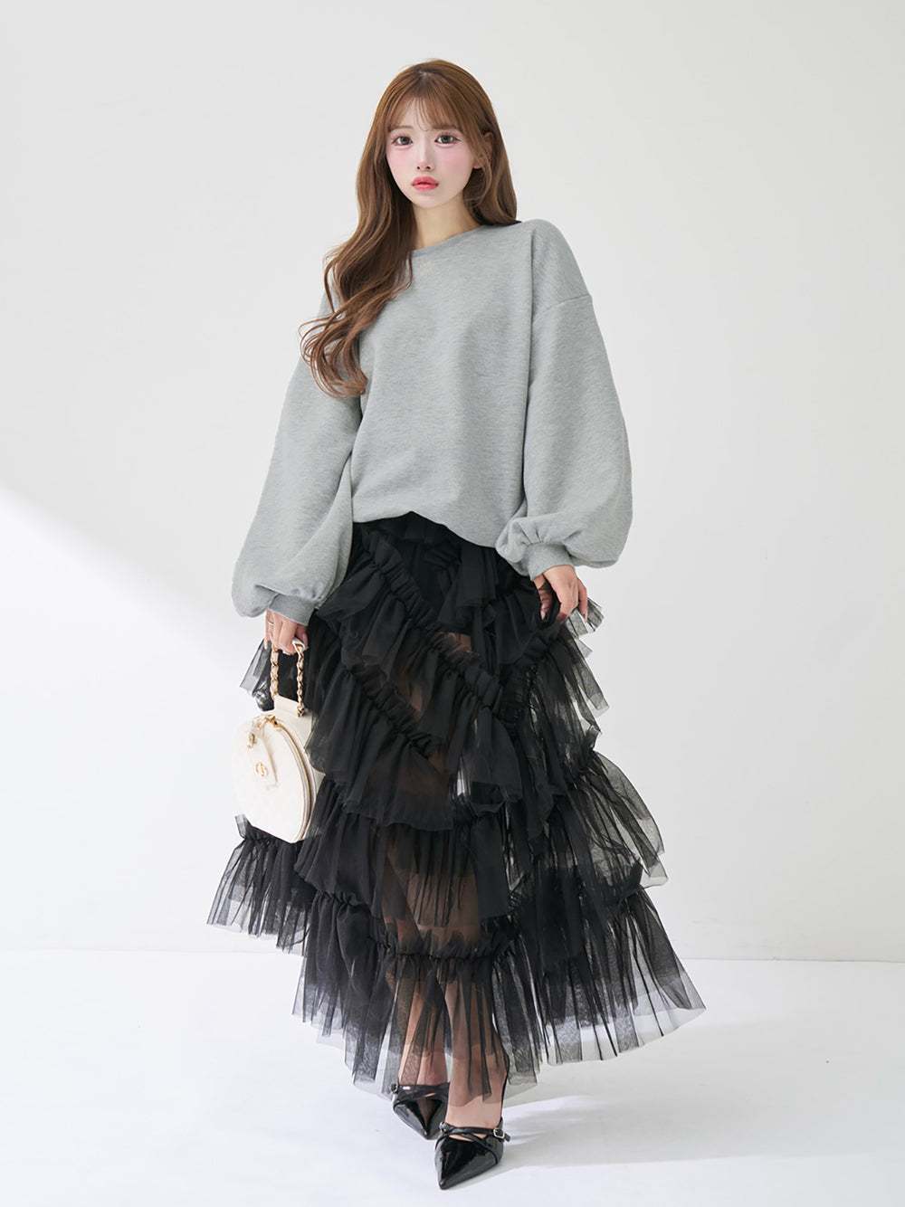 モデル：158cm（着用サイズ：FREE　着用カラー：GRY）