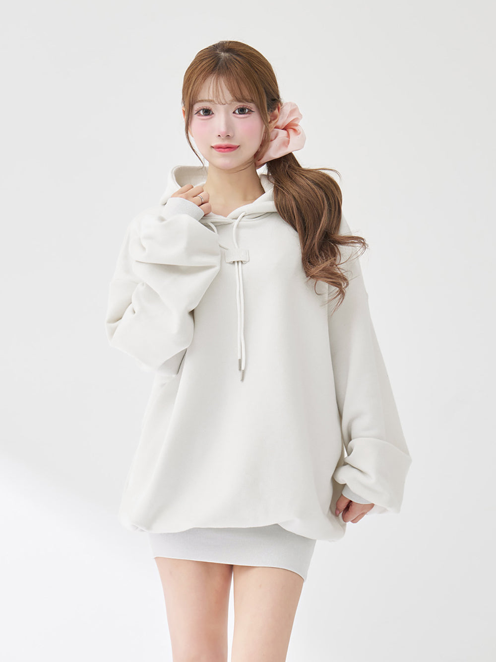 カラーラメスウェットミニワンピース - wht