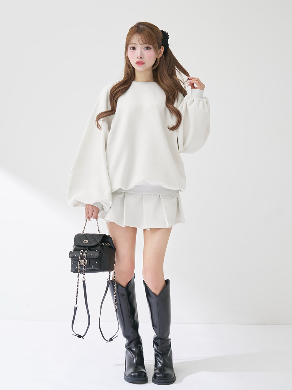 カラーラメスウェットプリーツミニスカート – Darich