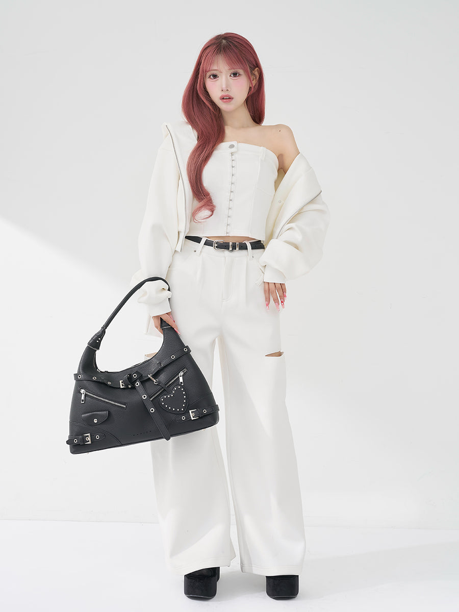 モデル：158cm（着用サイズ：S　着用カラー：WHT）