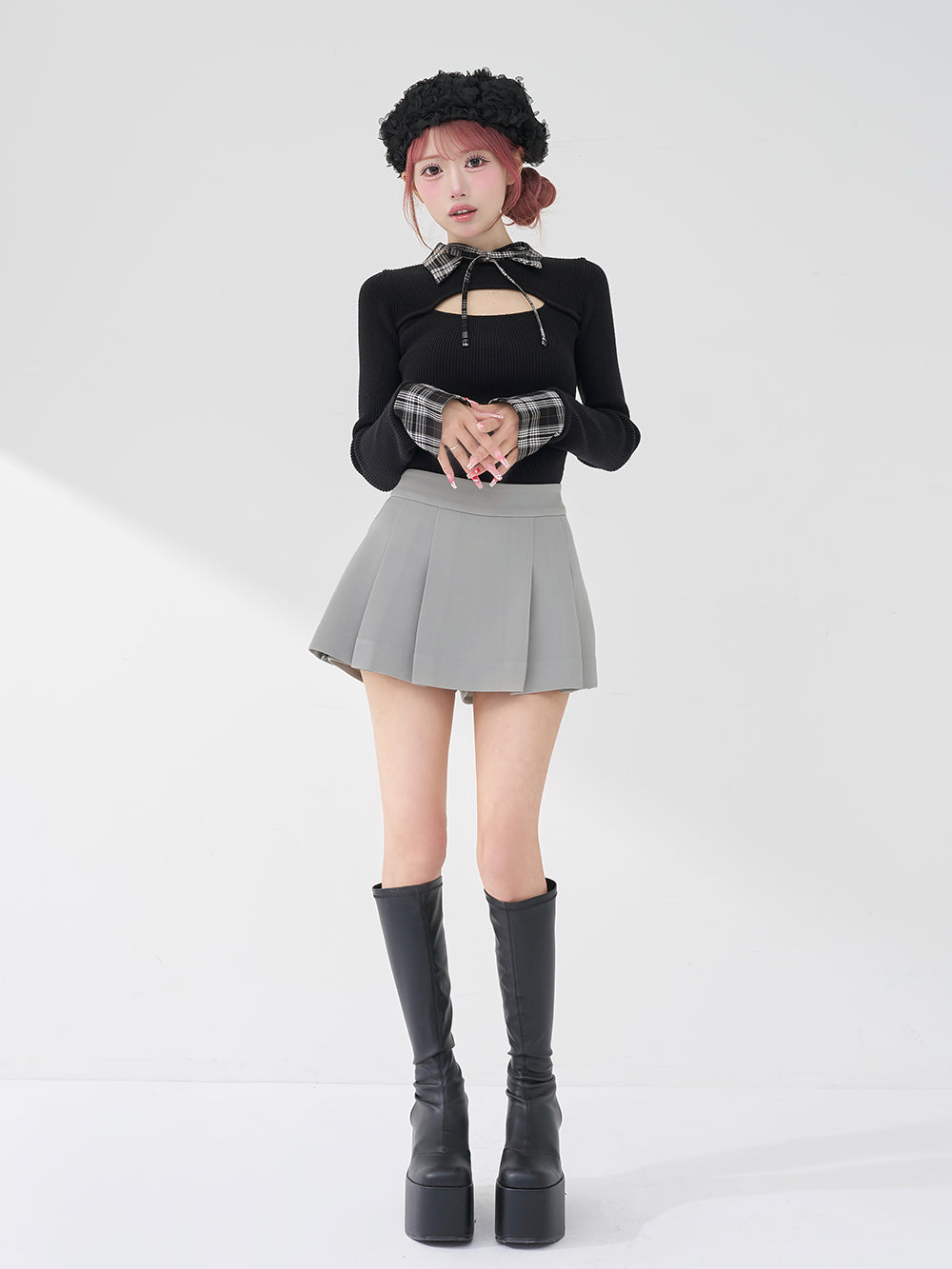 モデル：158cm（着用サイズ：S　着用カラー：GRY）
