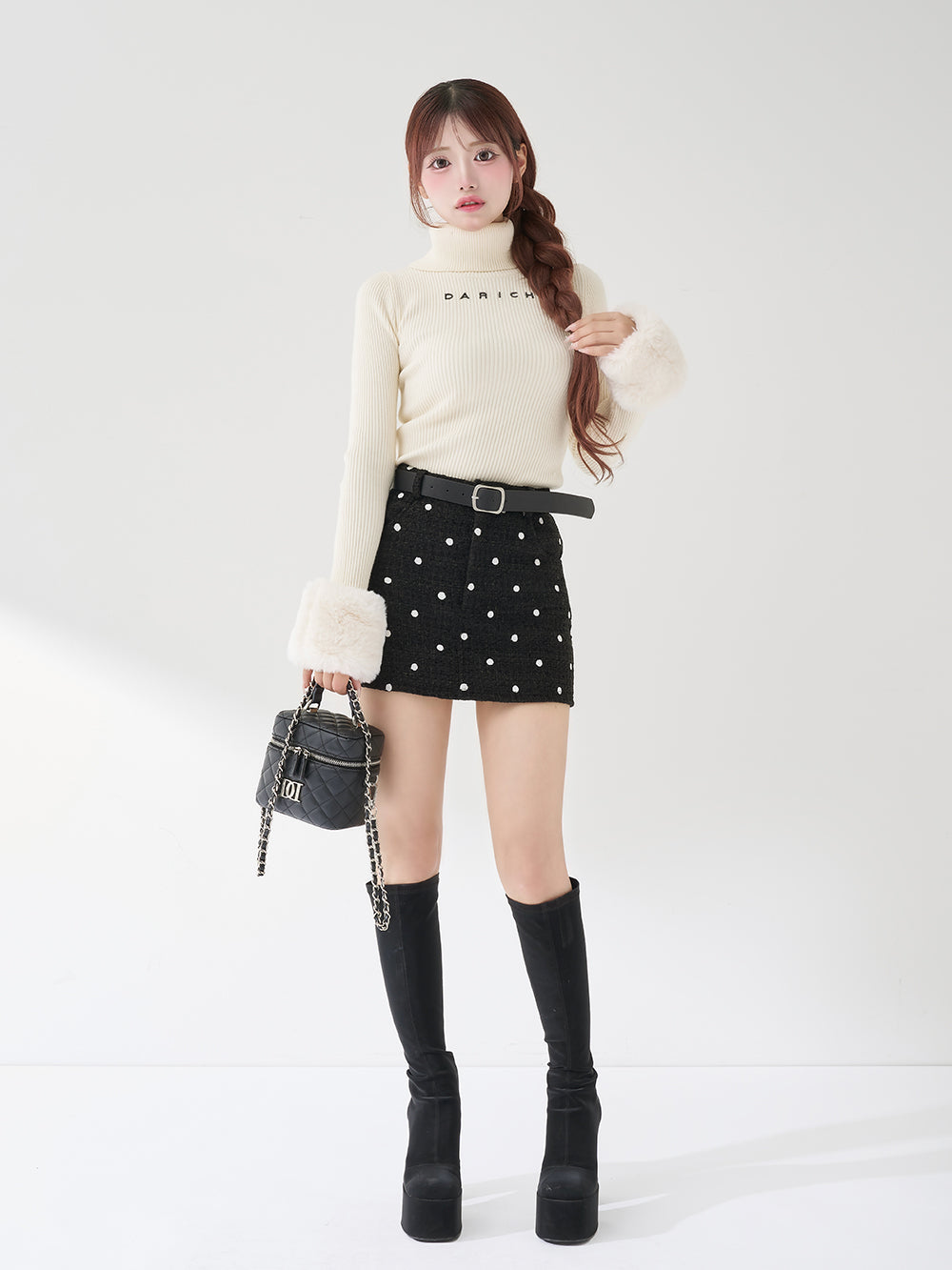 ドットツイードベルトミニスカート – Darich (ダーリッチ)