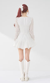 フロントリボンコットンレースミニワンピース – Darich