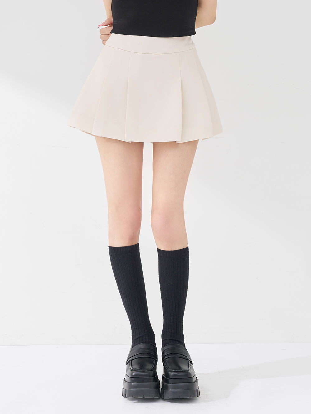 ワイドプリーツミニスカート - ivo