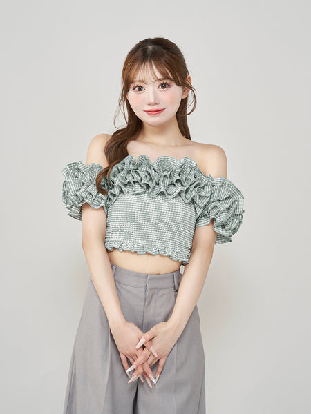 Gingham Off-the-Shoulder Top