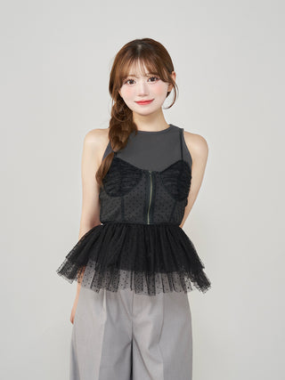 モデル：158cm（着用サイズ：FREE　着用カラー：BLK）
