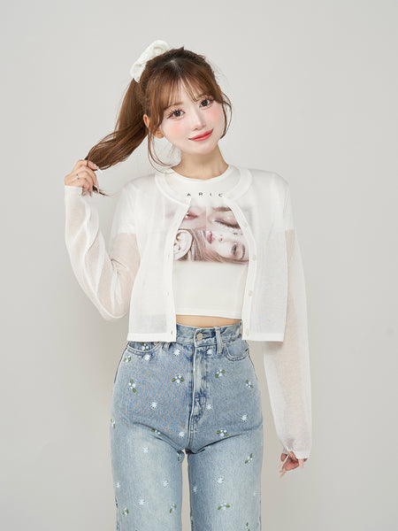 Sheer Logo Cardigan