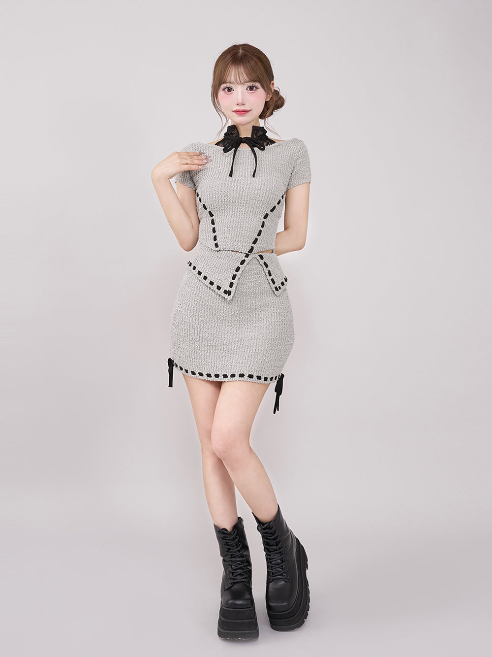 モデル：158cm（着用サイズ：FREE　着用カラー：GRY)