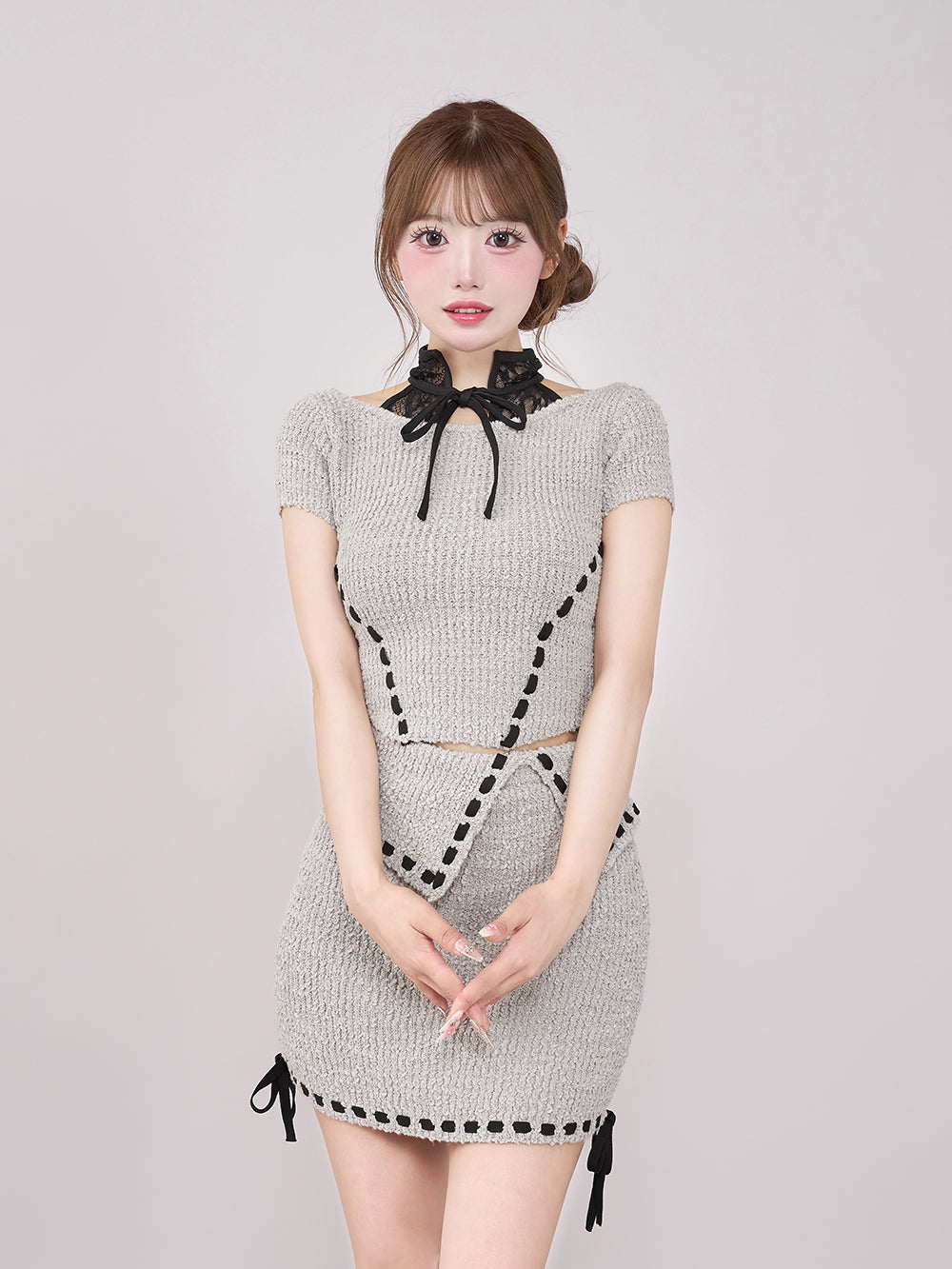 モデル：158cm（着用サイズ：FREE　着用カラー：GRY)