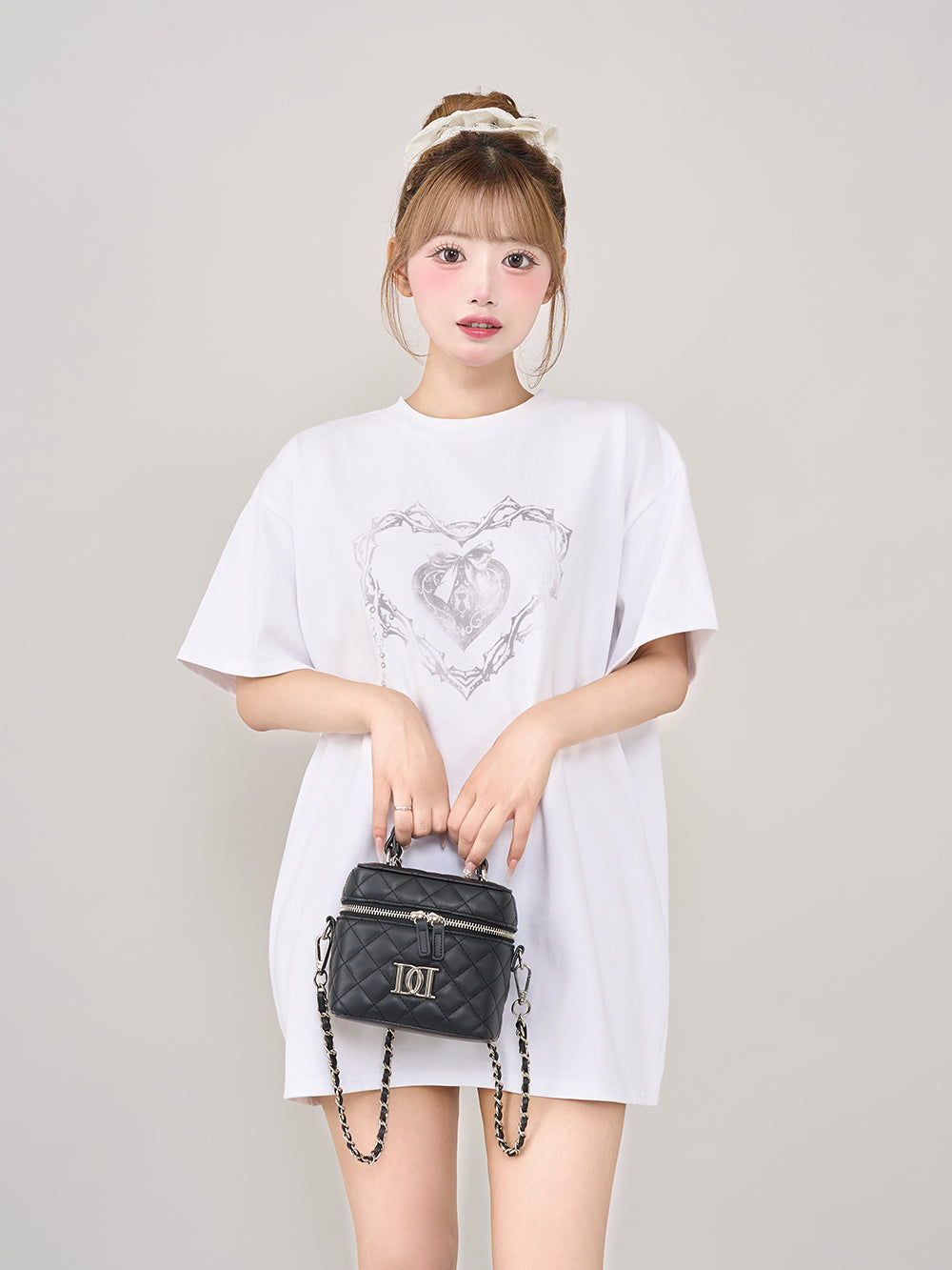 ハートキーフェードビッグTシャツ - wht
