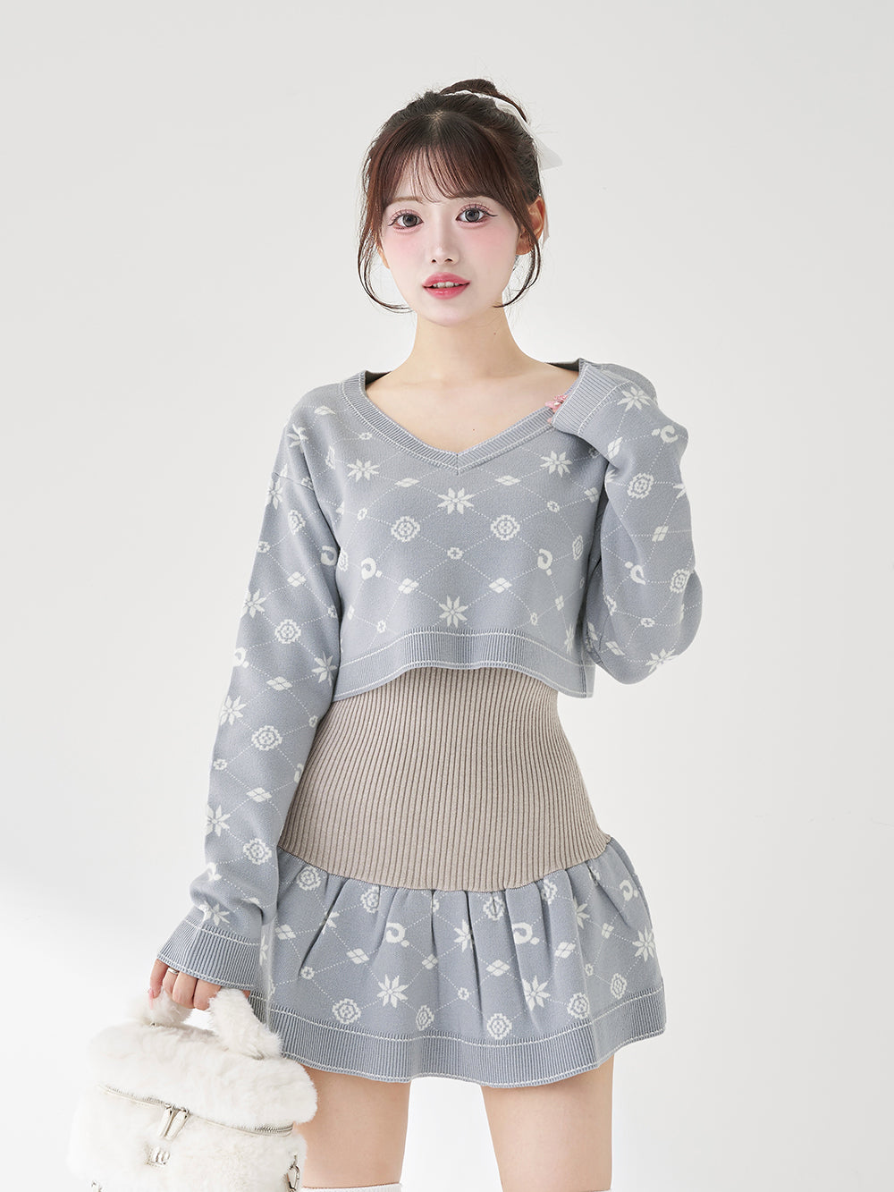 アンサンブルスノーロゴニットミニワンピース - sax