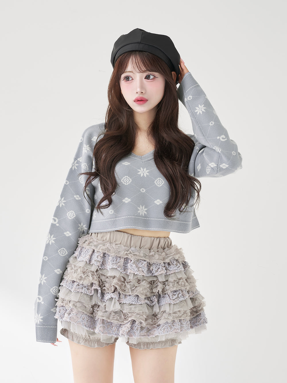 モデル：158cm（着用サイズ：FREE　着用カラー：SAX）