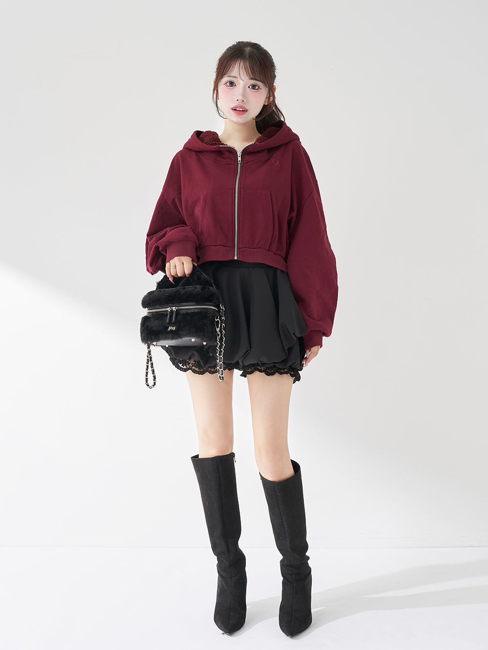 モデル：158cm（着用サイズ：FREE　着用カラー：BRD）